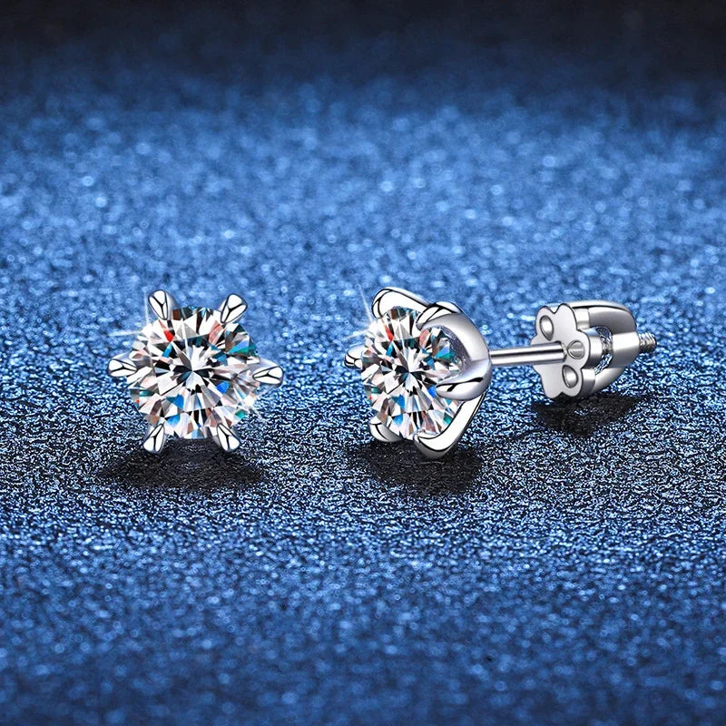 NeeTim 1ct 2ct Moissanit Schraubohrringe für Damen 925 Sterling Silber mit vergoldetem Diamant Hochzeitsparty Mädchen Ohrstecker