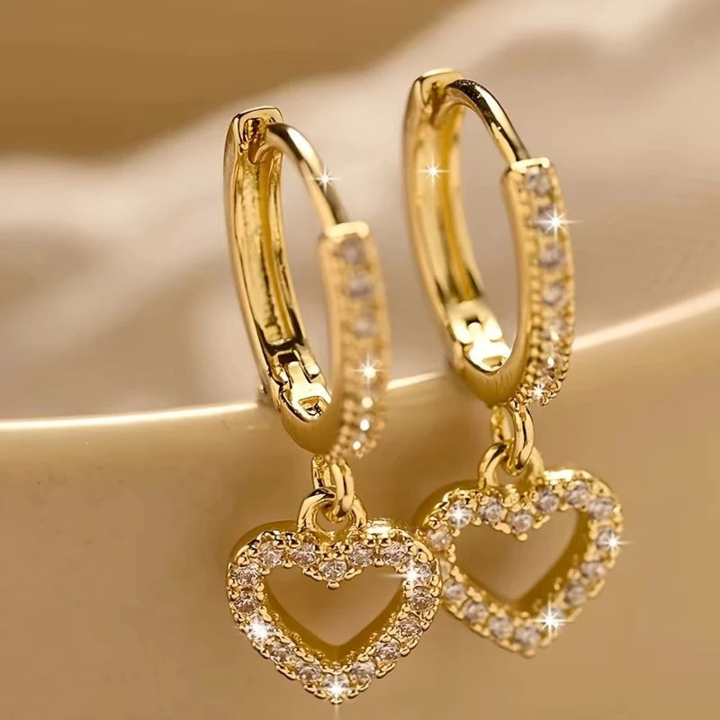 Europa und die Vereinigten Staaten Modetrend Liebe Ohrringe Damen Luxus Glänzend Inlay Zirkonia Hochzeitsschmuck