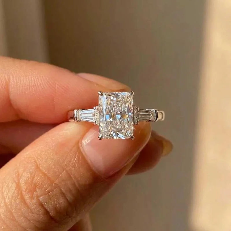 925 Sterling Silber AAA Weiß Zirkonia Fingerringe für Frauen Hochzeits-Verlobungsparty Ringe Modeschmuck Geschenk