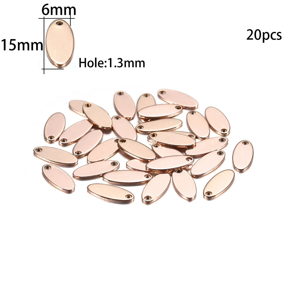 10-50 Piezas de Acero Inoxidable Dorado, Placas de Identificación Personalizadas, Óvalos en Forma de Corazón, Dijes, Colgantes para Suministros de Fabricación de Joyería DIY