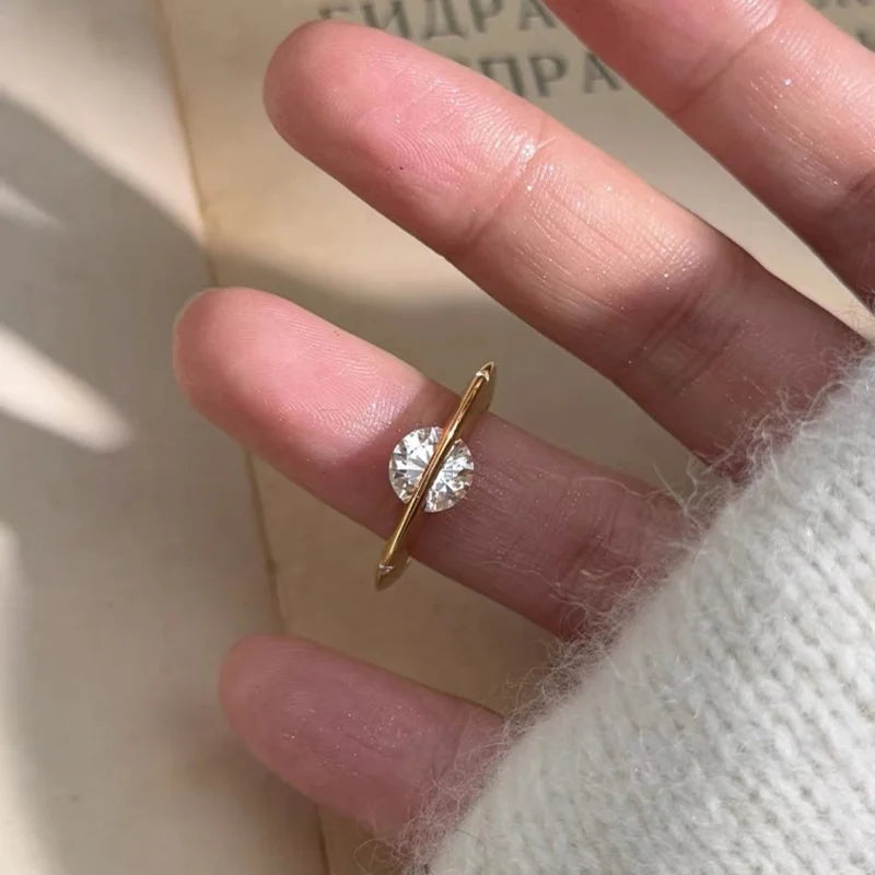 925 Sterling Silber Personalisierter Planetenring mit Zirkonia für Frauen, Hochzeit, Party, Alltag, hochwertiger Schmuck, Geschenk