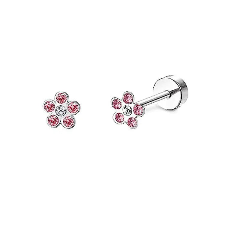 2er-Set Edelstahl Herz-Mond-Ohrstecker Schraubkugel-Ohrstecker für Frauen Mode Ohr Tragus Knorpel Piercing