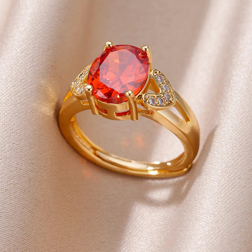 Zirkonsteinringe für Frauen Edelstahl Goldfarbe 2024 Neuer Trend Ehering Schmuck Geschenk bague femme anillos mujer