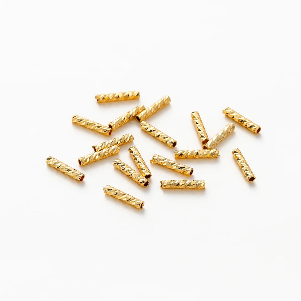 100 Stück 7 mm 10 mm 14 K 18 K vergoldete Messing-Geraderohr für Armbänder, gestreifte Röhren, Schmuckzubehör, DIY-Zubehör