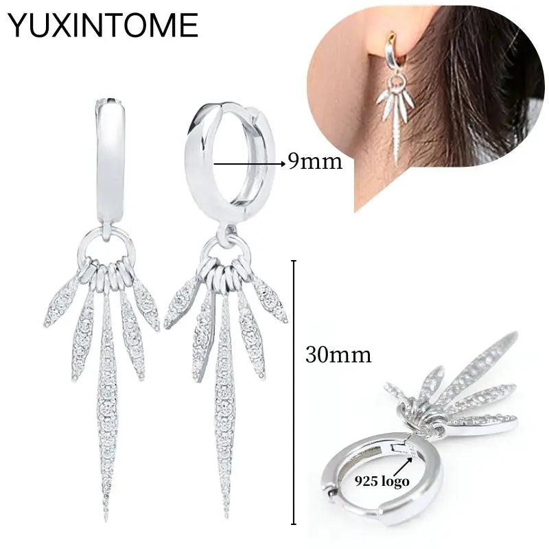 925 Sterling Silber Ohrnadel Mode Creolen Weiße Kristall Luxus Damen Silberohrringe Hochzeit Damenschmuck Geschenk