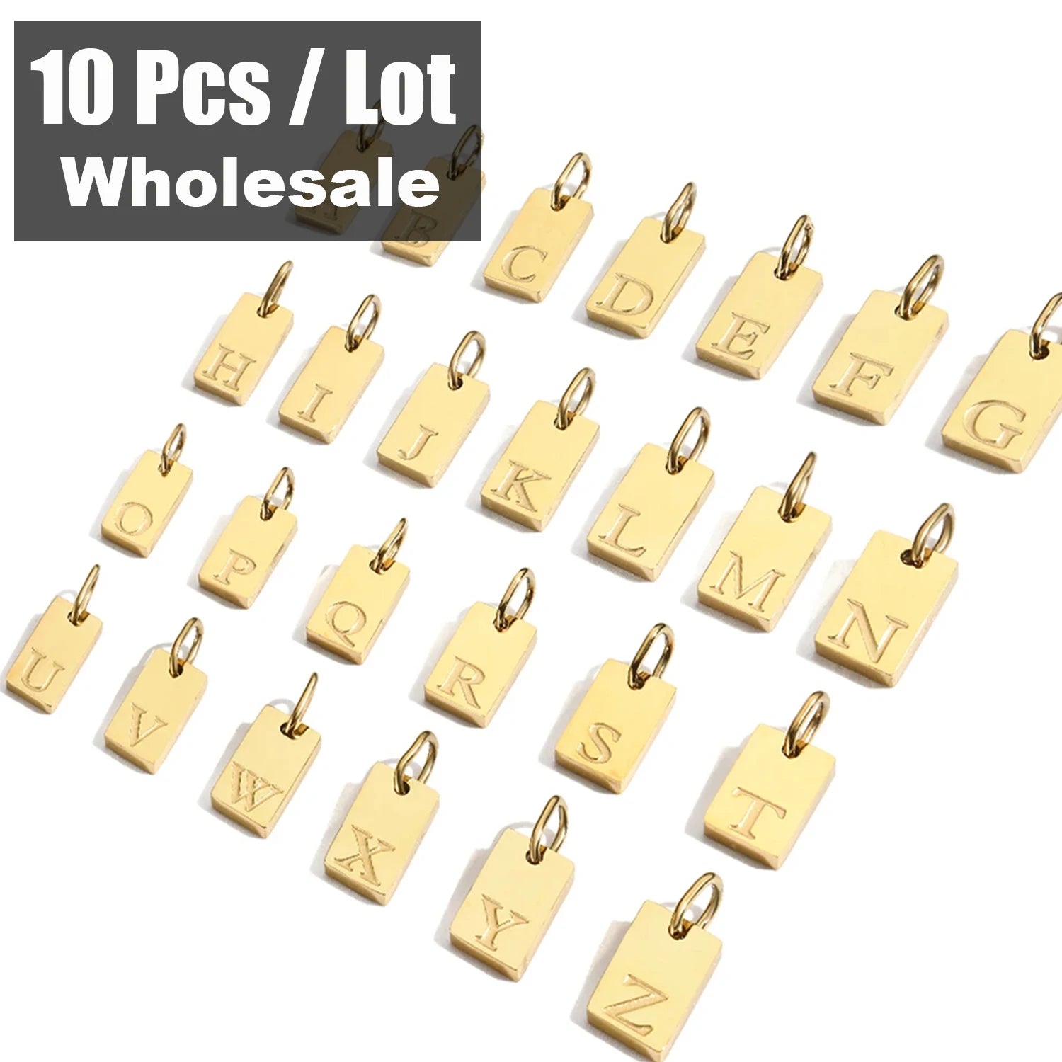 10 STÜCK Alphabet Charm Anhänger für Halsketten Edelstahl Schmuck DIY Gravur Buchstaben Zubehör Damen Modeschmuck