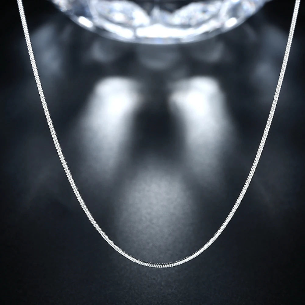 10 unidades de collar de cadena de serpiente fina de plata de ley 925 de 1 mm para hombre y mujer, 16-30 pulgadas, para fiestas, bodas, joyería, regalos