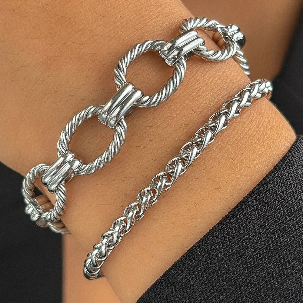 Edelstahl Armband Set Minimalistisches Neues Beliebtes Ketten-Armband für Damen Schmuck Nicht verblassend Hochwertige Geschenke