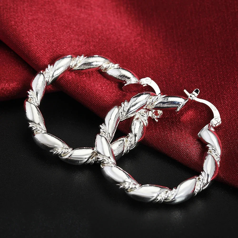 Hochwertige 925 Sterling Silber Ohrringe Schlichte runde Creolen für Frauen Mode Hochzeit Verlobung Charm Schmuck