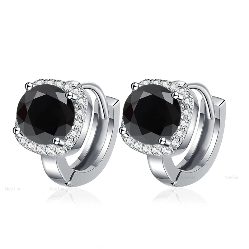 NeeTim 0,5 ct 1 ct Regenbogenfarbene Moissanit-Ohrstecker für Damen, S925 Silber, Schwarz, Blau, Rosa, Labor-Diamant-Ohrstecker für die Hochzeit