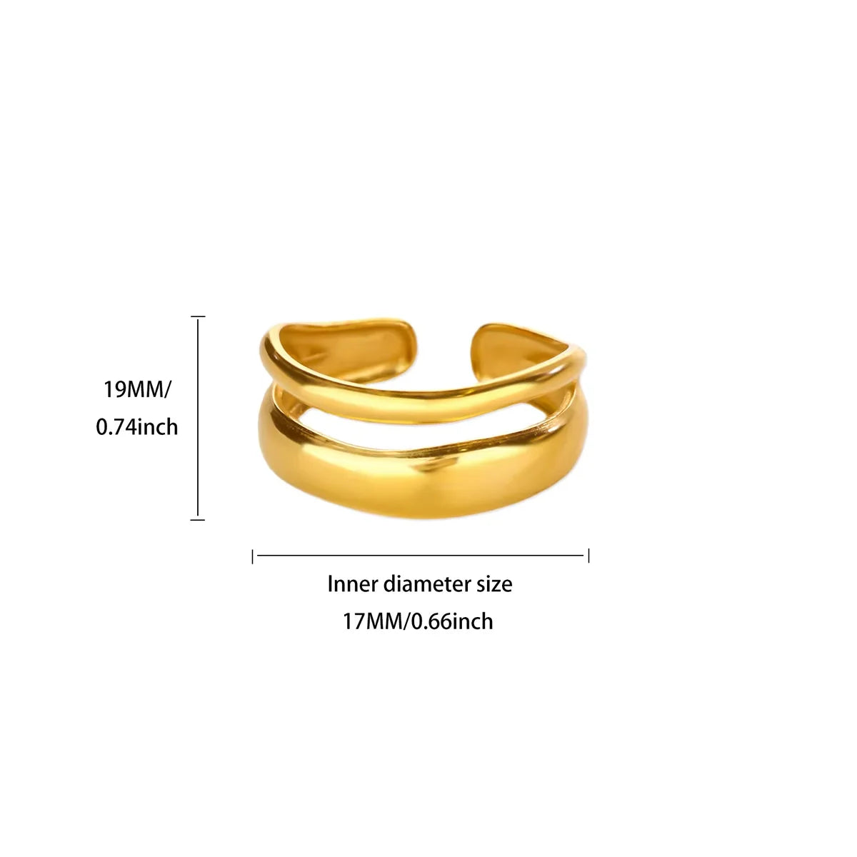 Edelstahl unregelmäßige Wellenringe für Frauen Kreativ Gold Farbe Verstellbarer offener Ring weiblicher Schmuck Punk Rapper Anillos Geschenke
