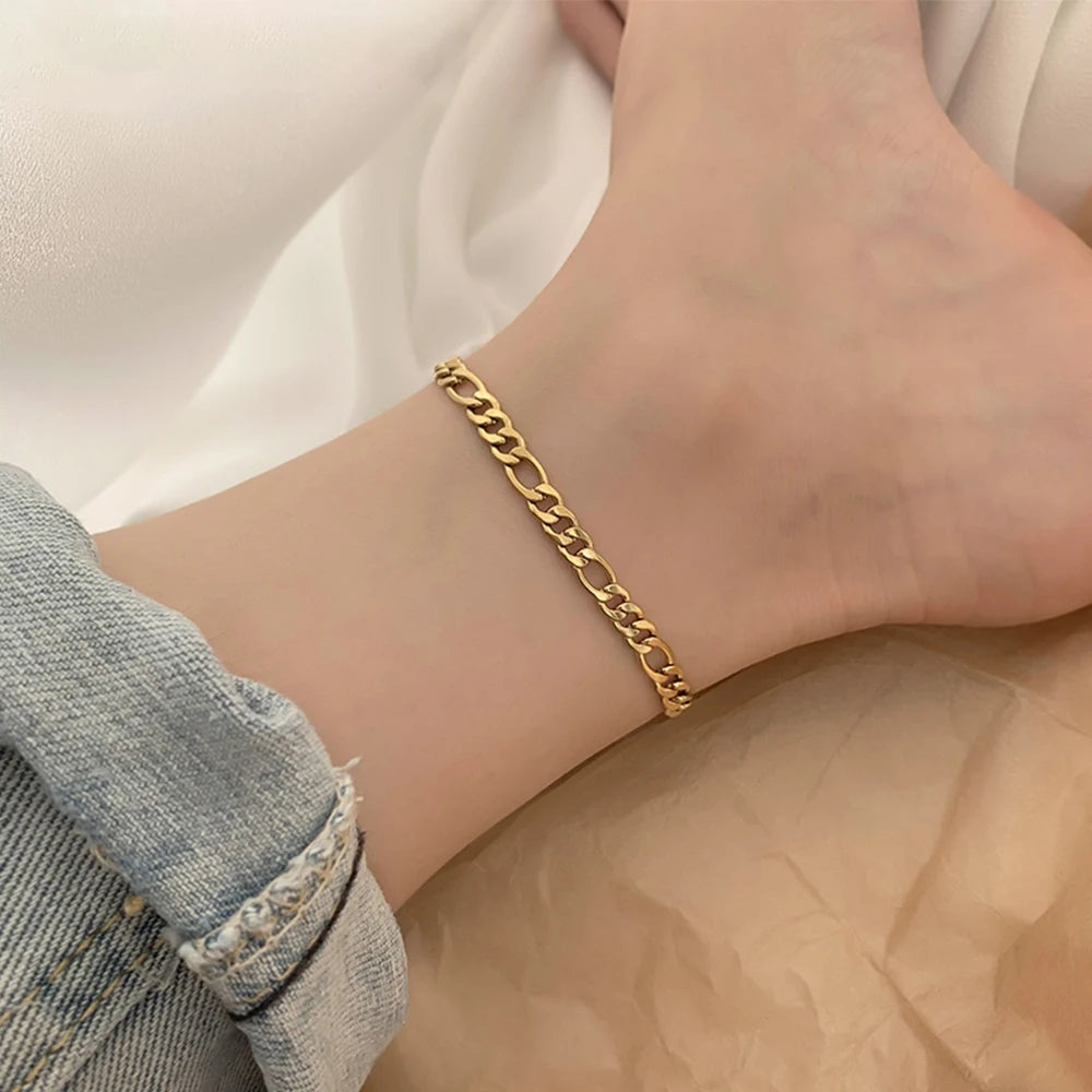 Franco Link Chain Anklets For Men Women Hip Hop Rapper Stainless Steel Foot Jewelry Leg Chain Ankle Cuban Chains