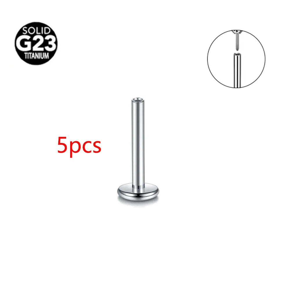 Threadless Labret Rod Piercing G23 Titanium Push In Stud Cartilage Flatback Nose Stud Piercing Body Jewelry