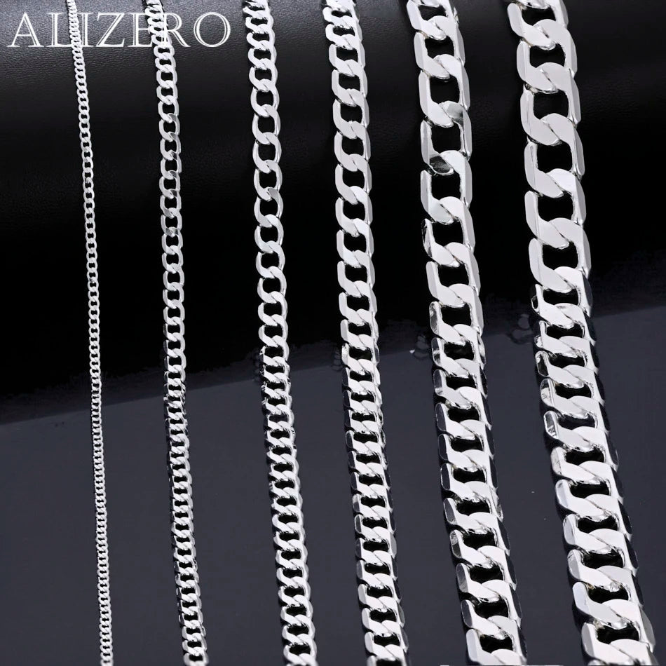 Collar de plata esterlina 925 para hombre de 2/4/6/8/10/12MM y 40-75cm, collar de cadena con cierre de langosta para hombre y mujer, regalo de compromiso
