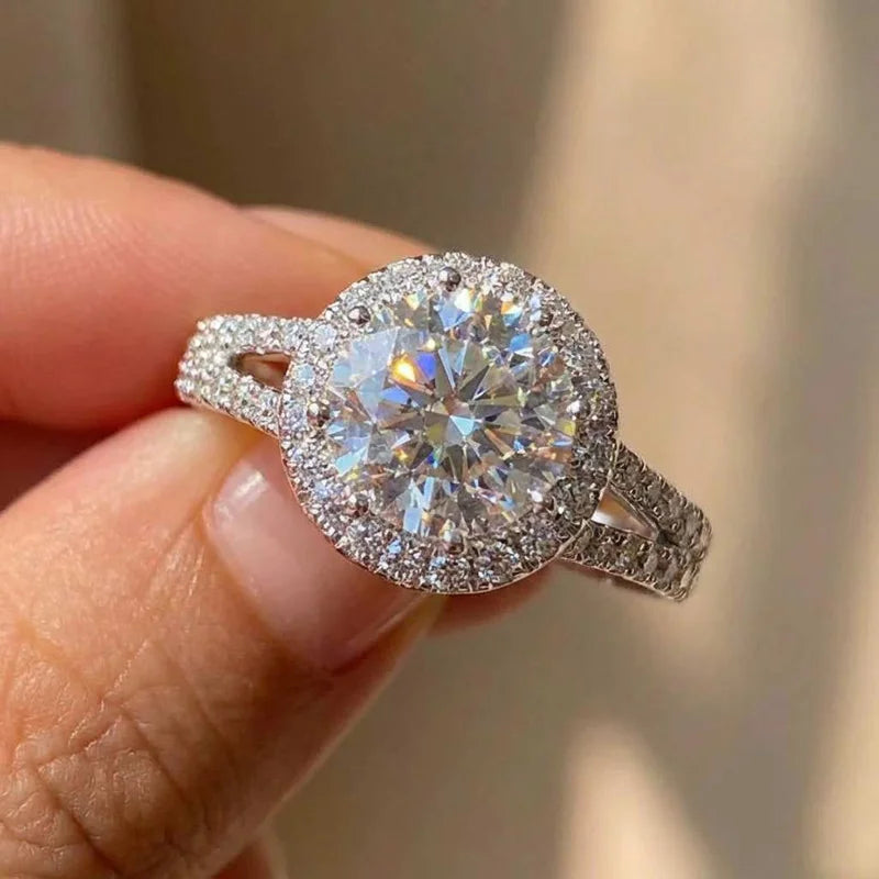 Anillos de plata de ley 925 de moda para mujer con circonita cúbica brillante, anillos de compromiso de lujo, joyería fina para bodas y fiestas
