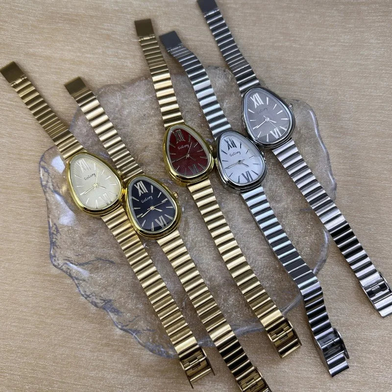 Relojes de pulsera de cabeza de serpiente para mujer, de cuarzo, de lujo, a la moda, con correa de acero, para regalo, Dropshipping