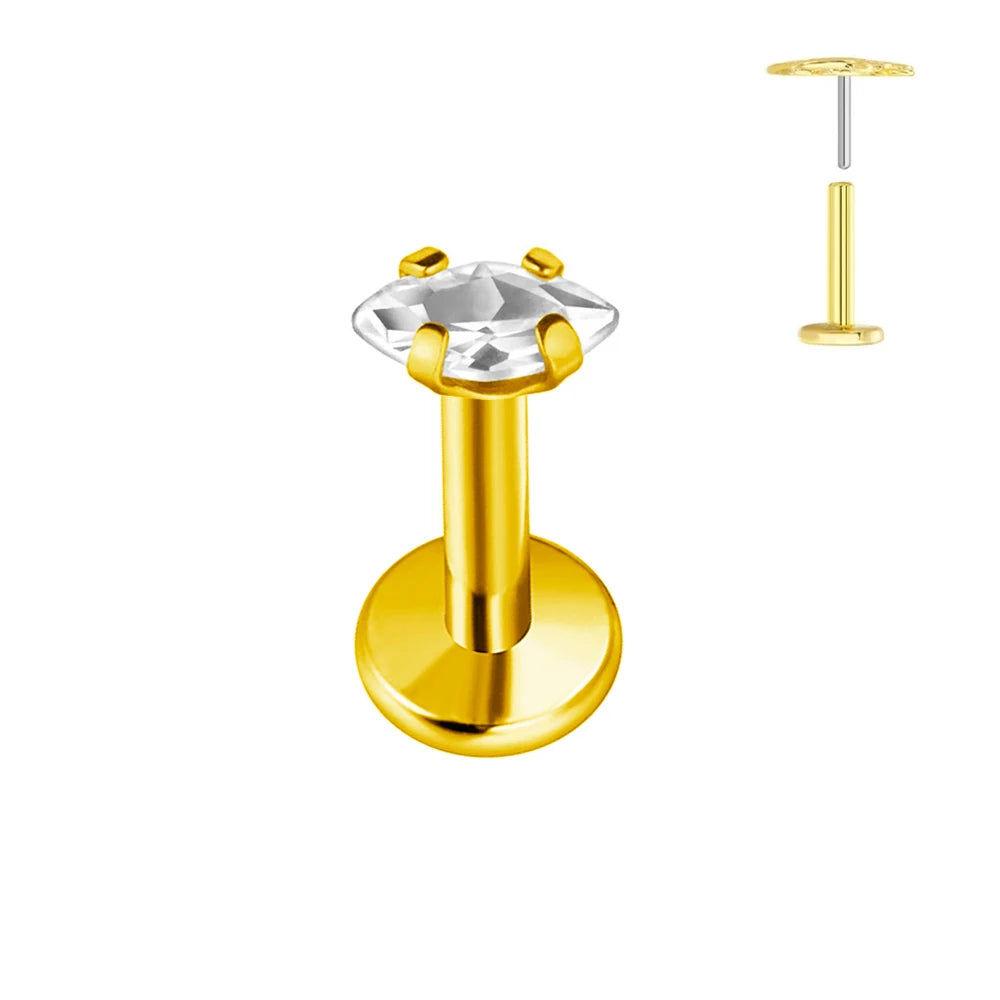 100 % G23 Titan Horse Eyes CZ Labret Piercing Push-in Multicolor Tragus Ohrstecker Gewindelos Knorpel Körperschmuck