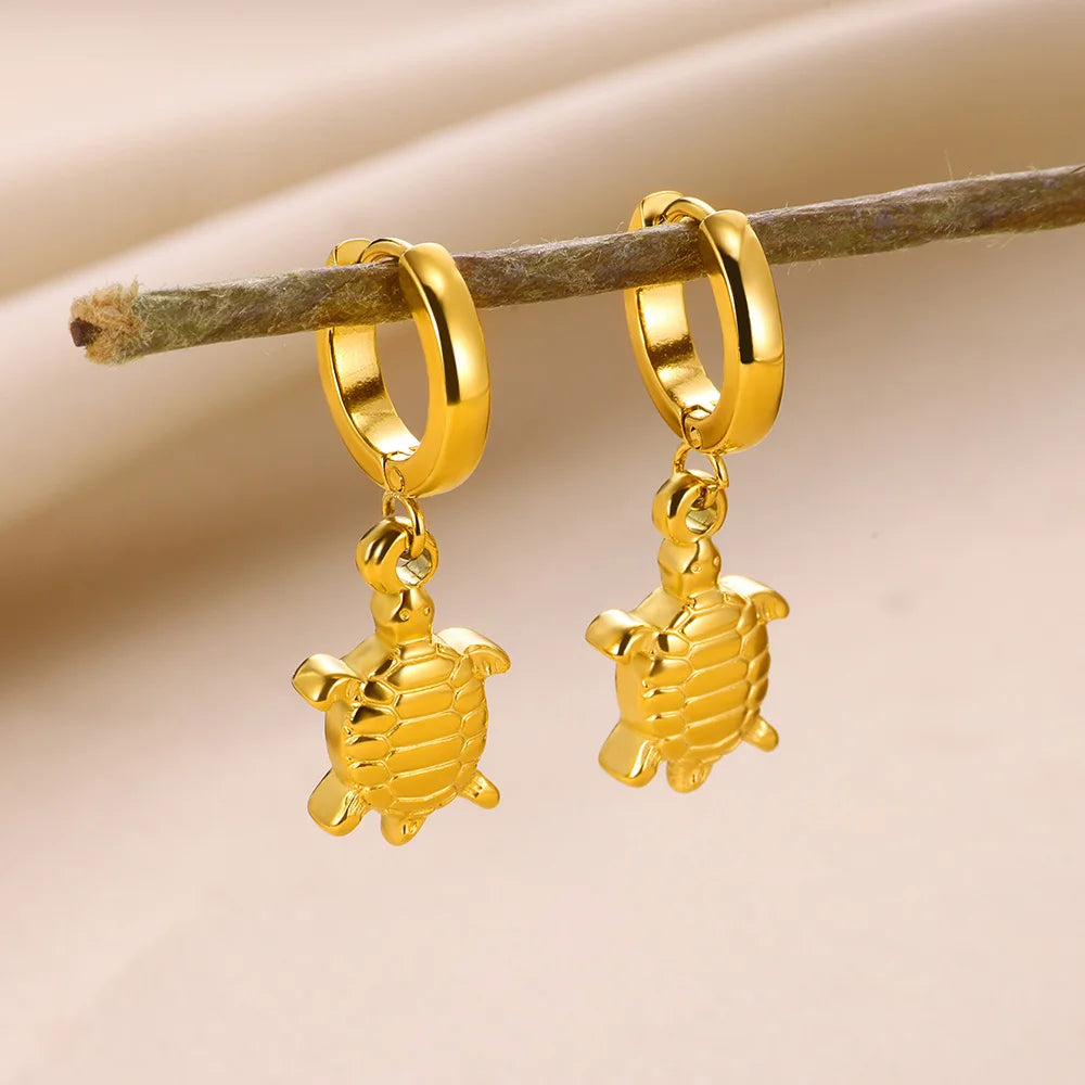 Pendientes de aro de estrella de mar de agua dulce con concha para mujer, elegantes, de acero inoxidable, color dorado, Aretes, accesorios de joyería de Navidad