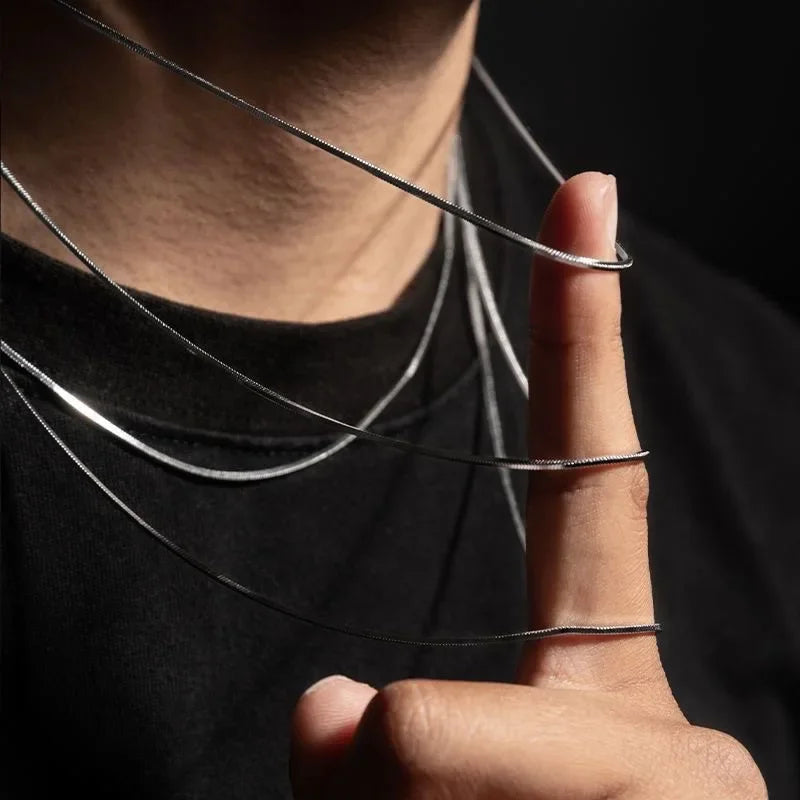 1 Unidad Cadena Eslabones Serpiente Punk Hip-hop Collar de Plata de Ley 925 para Hombres Mujeres Regalos de Joyería Masculina Cadenas Para Hombre