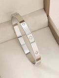 1 Stück 18K vergoldetes stapelbares Edelstahlarmband mit Kette und Kleeblatt-Design, Modischer Stil für Damen, Geeignet für Freizeit