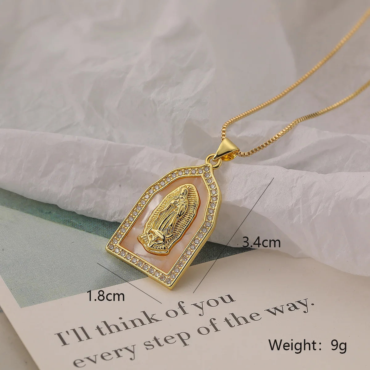 NEWBUY High Quality Women's Religious Jewelry Copper CZ Zircon Inlay Virgin Mary Pendant Stainless Steel Chain Necklace