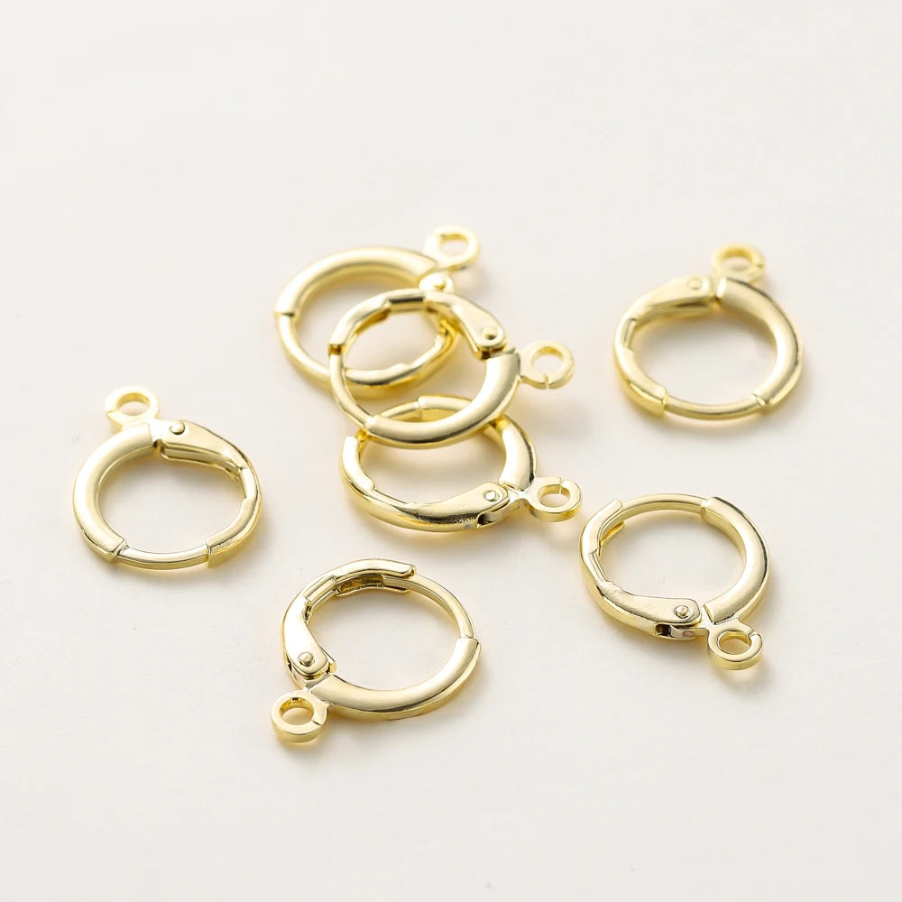 10 Stück 14K 18K vergoldetes Messing Frankreich Rohling Rund Öffnung Ohrringhaken Ohrhänger Clips Schlaufe für DIY Schmuckherstellung Zubehör