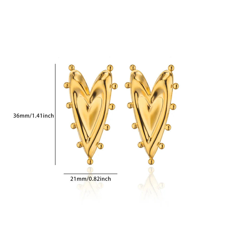 Pendientes de corazón geométricos vintage para mujer, de Color dorado, de acero inoxidable, con diseño de amor irregular, para boda, Navidad, regalo de joyería