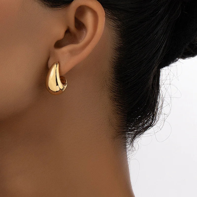 Vintage Chunky Dome Drop-Ohrringe für Damen, vergoldet, aus Edelstahl, dicke tropfenförmige Ohrringe, Statement-Hochzeitsschmuckgeschenke