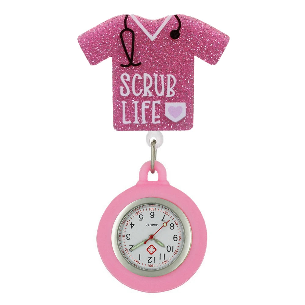 Hospital Health Care Shiny Heart Medical Icons Cartoon Lovely Nurse Doctor Clip Pocket Watches Hang Clock Gift Watch