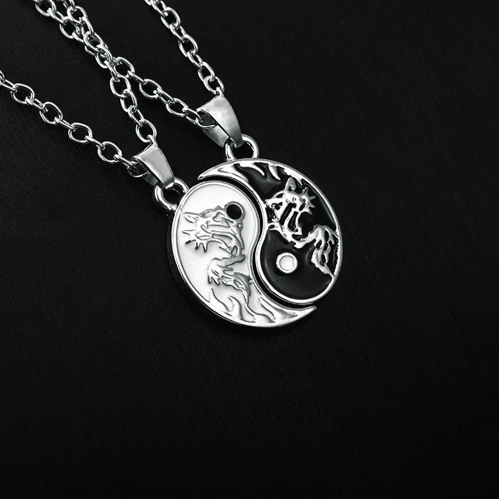 2 Collares de mejores amigos, joyas, Yin Yang, Tai Chi, colgantes para parejas, collares y colgantes unisex para amantes, regalo de San Valentín