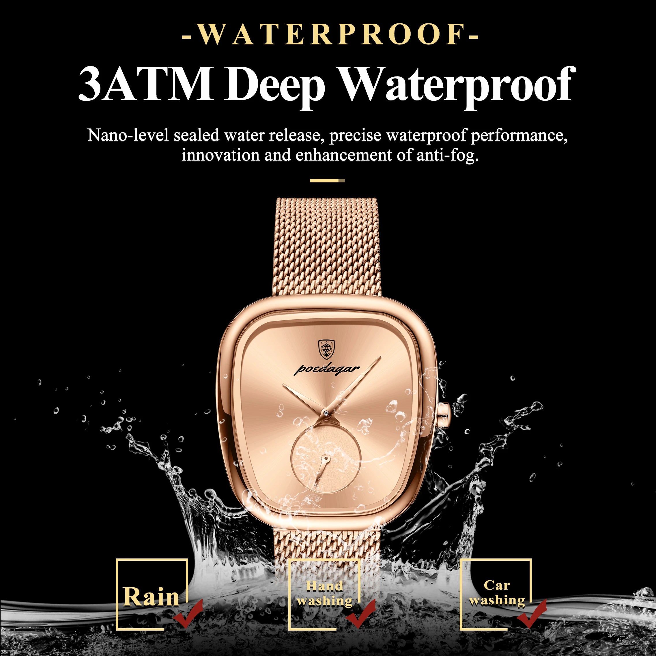 POEDAGAR Luxury Brand Woman Watch Waterproof Stainless Steel Mesh Women's Watches Fashion Elegant Quartz Ladies Wristwatch Reloj