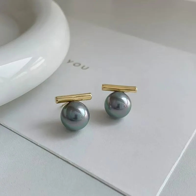 One Character Pearl Personalized Earrings Niche Simple Versatile Earrings Fashionable Temperament High-end Earrings for Women