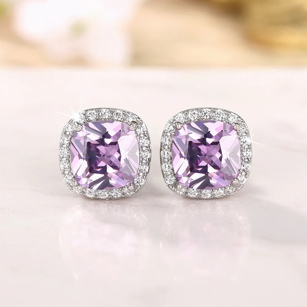 Neue Hellweiß/Gelb/Pink CZ Ohrstecker für Damen, modischer, schlichter Schmuck, hochwertige Hochzeit, Verlobung