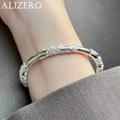 ALIZERO 925 Sterling Silber Vollblühende Blumen Armreif für Damen Filigrane Offene Verstellbare Armbänder Modeschmuck