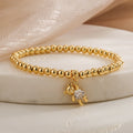 NEWBUY Trendy Gold Color Copper Beads Bracelets For Women White/Pink/Purple CZ Cute Bear Jewelry