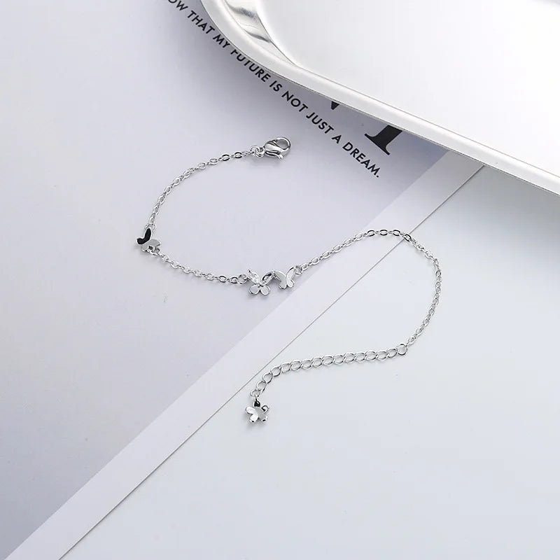 VENTFILLE 925 Silber Diamantbesetztes Schmetterlingsarmband Damen Mode Temperament Blume Verstellbares Armband