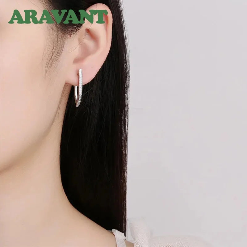 Aravant 925er Silber 18K Gold Hochzeit Kristall Ohrringe für Damen Mode Party Schmuck