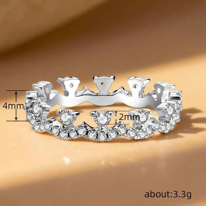 925 Sterling Silber Eleganter Krone Zirkon Ring für Frauen Stapelbares Accessoire Party Jubiläen Hochzeit Schmuck Geschenk