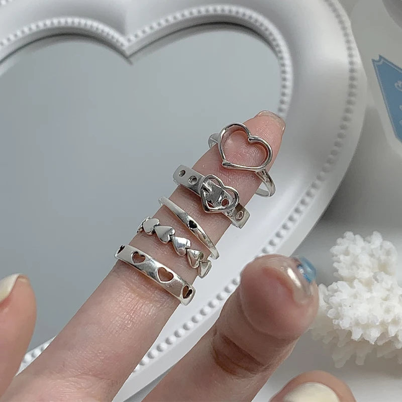 Bohemian Schmetterling Perlenringe Set für Damen Glänzende Perle Gothic Vintage Plattiert Retro Strass Einfacher Fingerschmuck Geschenk