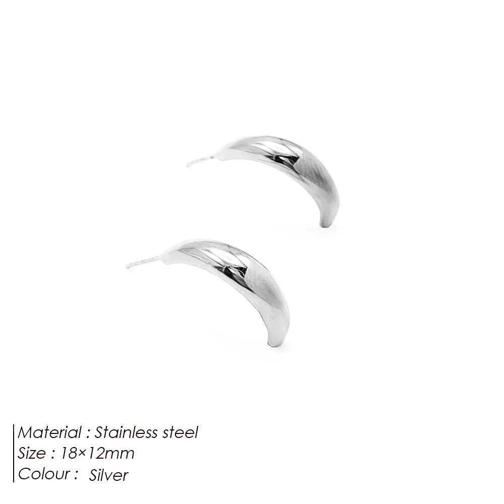 Pendientes de tuerca de acero inoxidable SUNIBI para mujer, color dorado, color plateado, pendientes sencillos, aros gruesos y lisos para esposas, joyería de moda.