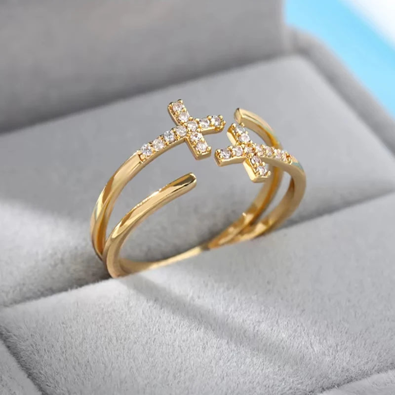 Anillos de Monedas de la Diosa Arethusa de la Antigua Grecia Vintage para Mujeres Imitación Perla Zircon Luna Anillo de Acero Inoxidable Joyería de Moda