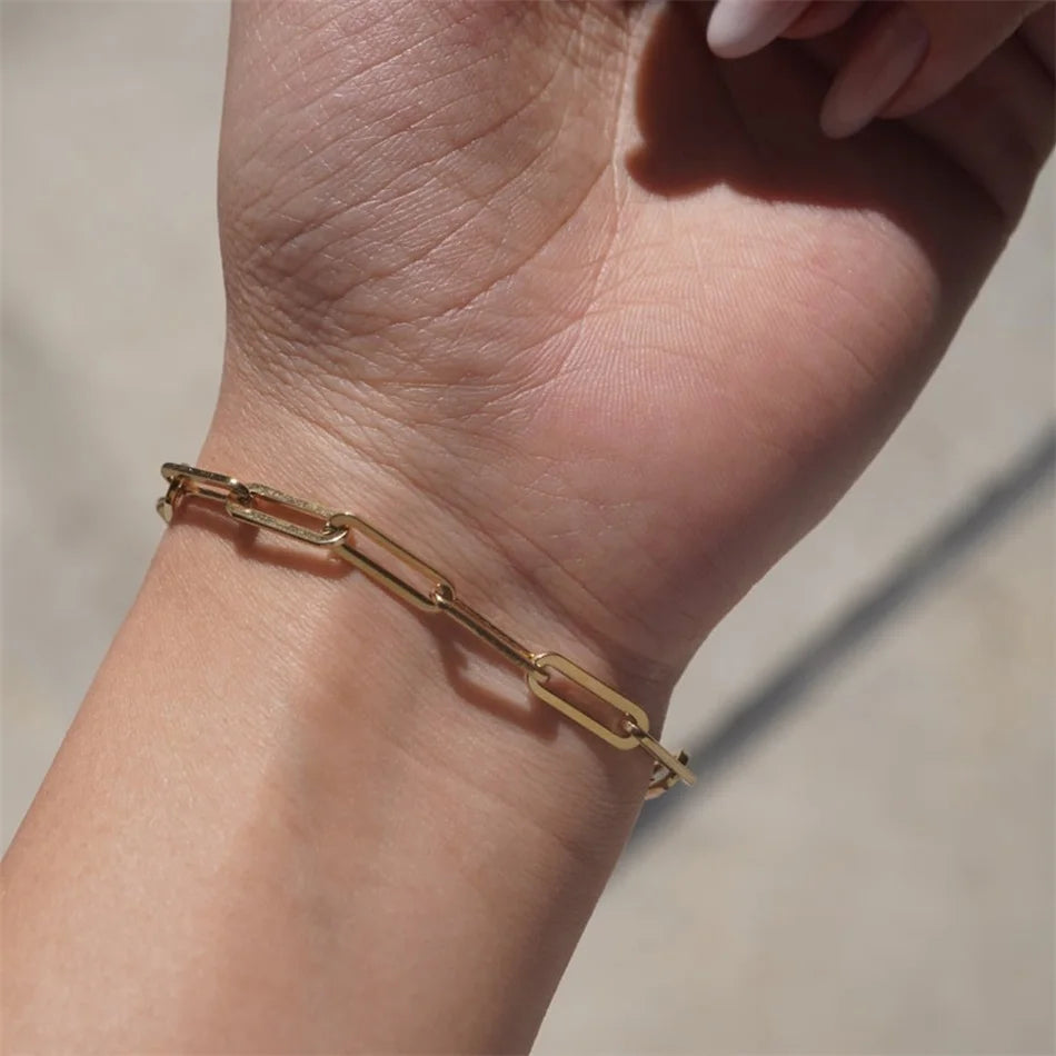 Armband für Damen, Curb Cuban Link Chain, Edelstahl, Damenarmbänder, Ketten, Davieslee Schmuck
