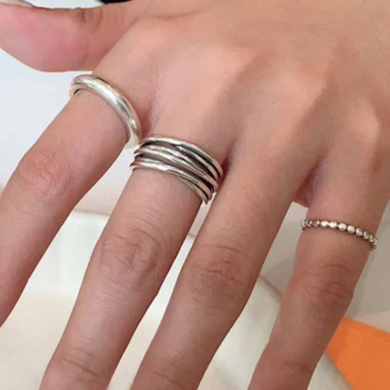 Anillo cruzado de plata de ley 925 para mujer, diseño geométrico, simple, vintage, hueco, joyería, regalo para fiestas, venta al por mayor, dropshipping