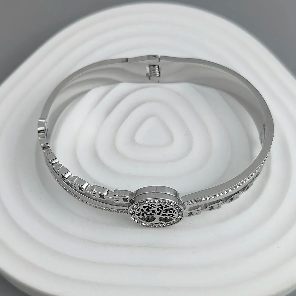 Neues Armband „Baum des Lebens“ mit Hufeisen-Zirkon, vergoldeter Edelstahl 18K, hochwertiges wasserdichtes Partnerarmband, Frauengeschenk