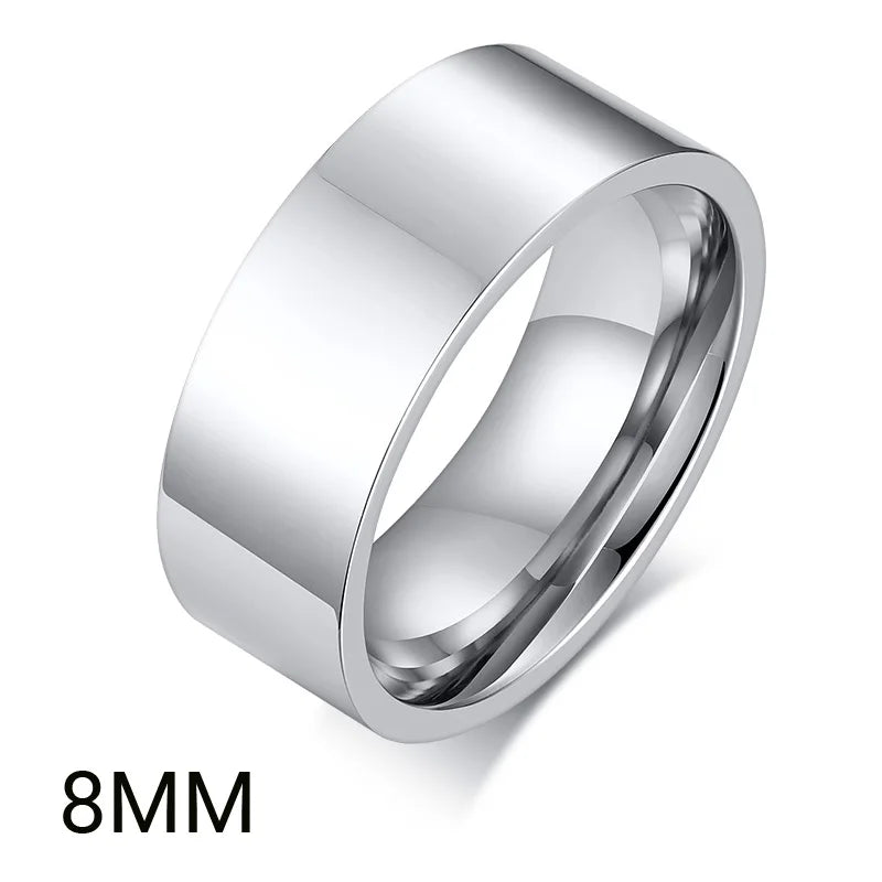 2mm 4mm 6mm 8mm Edelstahl Ehering für Damen Flache Fingerringe Mode Bijoux Femme Verlobungsschmuck