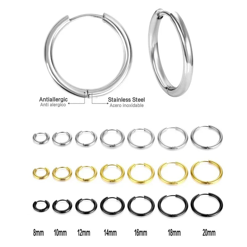 10/20 Stücke Minimalistische 316L Edelstahl Kleine Creolen Für Frauen Männer Klassische Runde Ohrringe Mode Ohrpiercing Schmuck