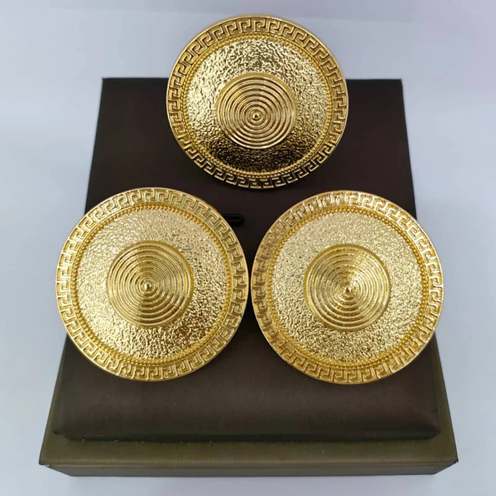 Dubai Goldfarbene Ohrringe mit Ring-Set für Braut, Damenmode, Ohrclip und Fingerring, 2-teiliges Set für Verlobung, afrikanisch, Alltag