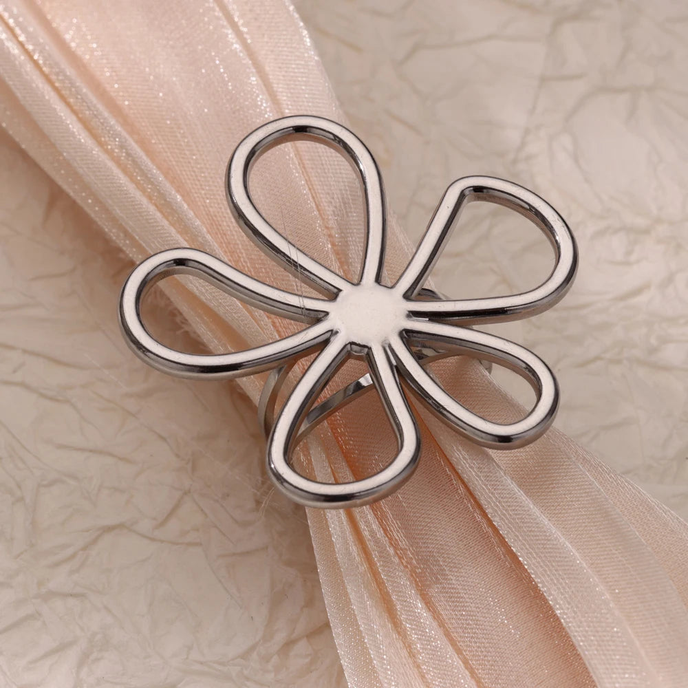 Edelstahl Hohlblume Offene Ringe für Frauen Trendige Ästhetische Hochzeit Paar Ring Femme Schmuck Accessoires Geschenk Anillos