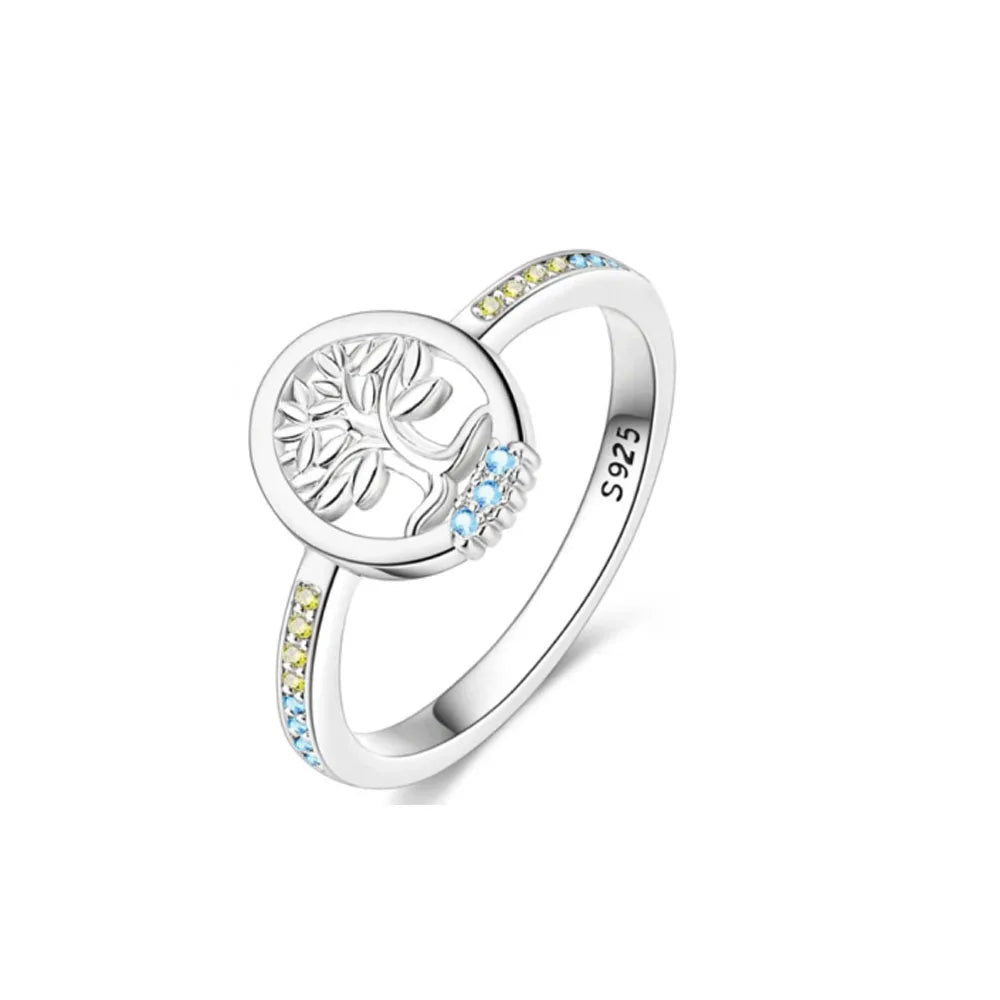 925er Silber Ring Heißer Verkauf Muttertag Mama Größe 6 7 8 9 Rot Blauer Stein Schmuck Charm Passender DIY Geburtstagsgeschenk