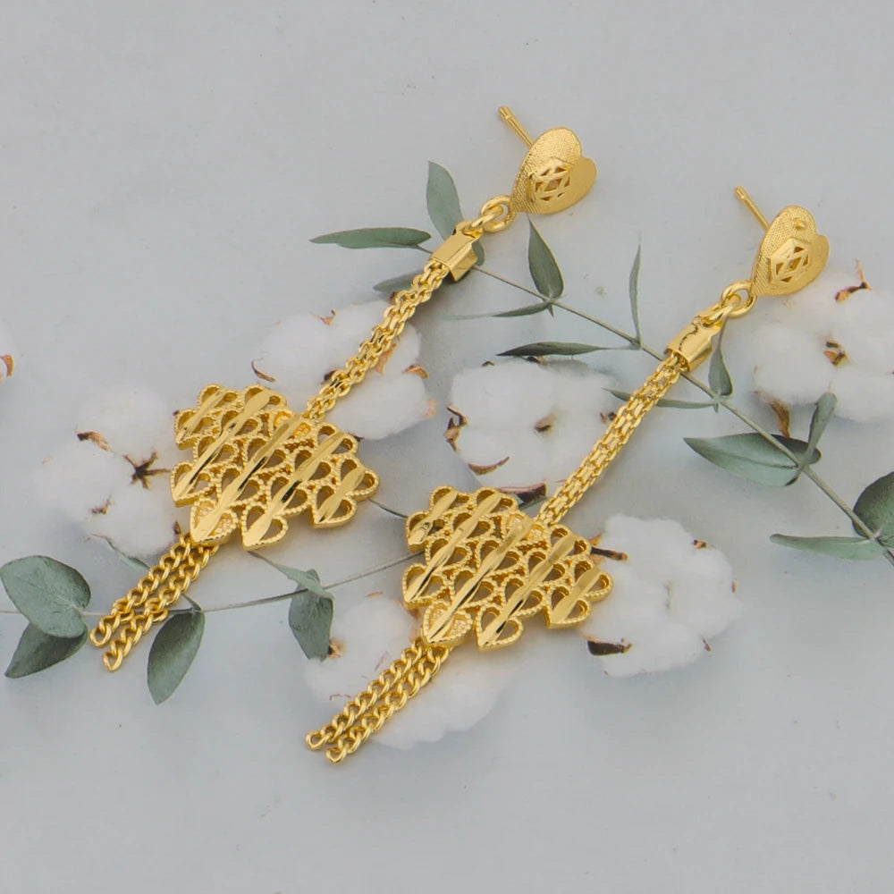 Vergoldetes Halsketten-Ohrring-Schmuckset für Damen, Mode-Anhänger, Party, Braut, Hochzeit, Verlobungsschmuck Geschenk